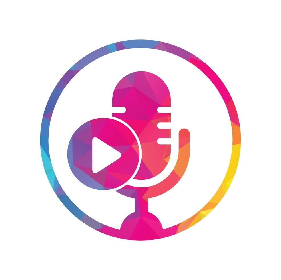 Video play podcast logo template design. Podcast Channel or Radio Logo design. vector