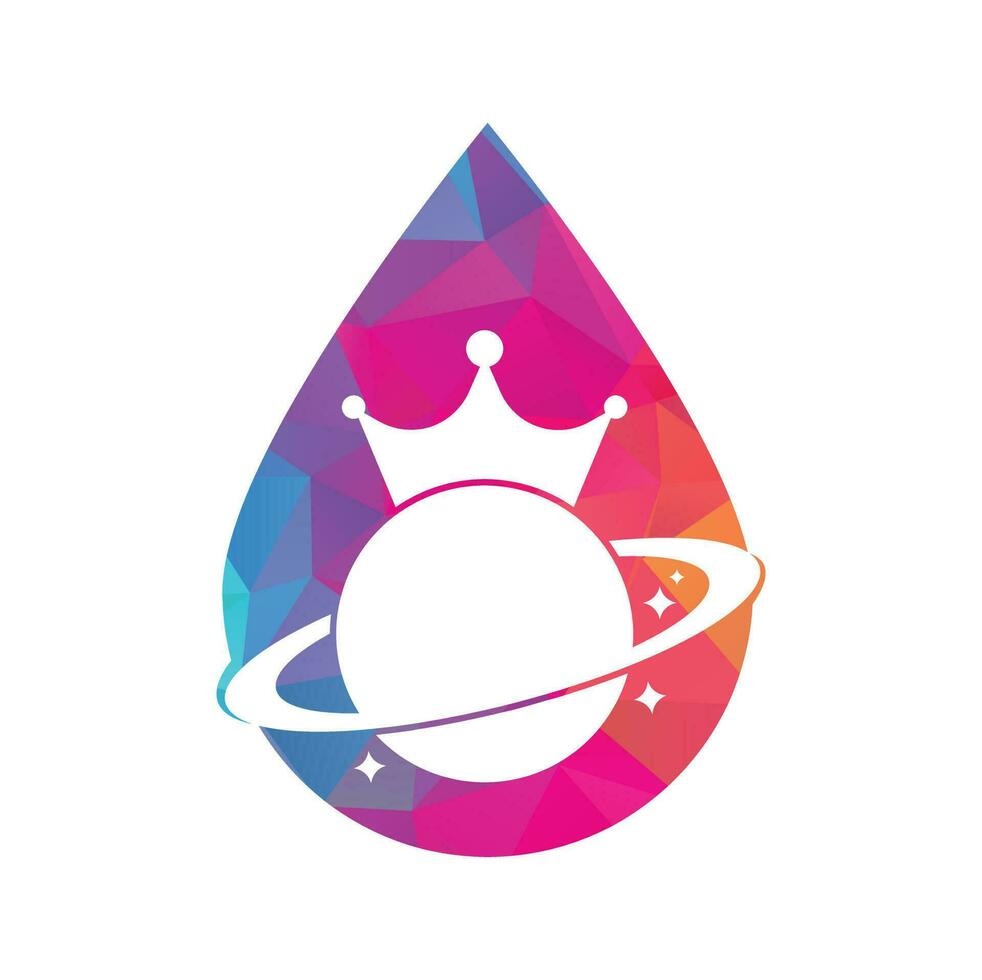 diseño del logotipo vectorial del concepto de forma de gota del planeta rey. vector