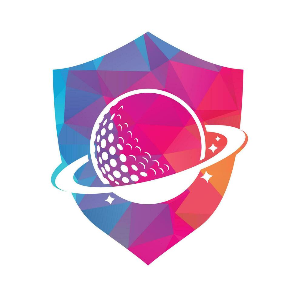 diseño del logotipo del vector de golf del planeta. plantilla de diseño de logotipo de vector de pelota de golf y planeta.