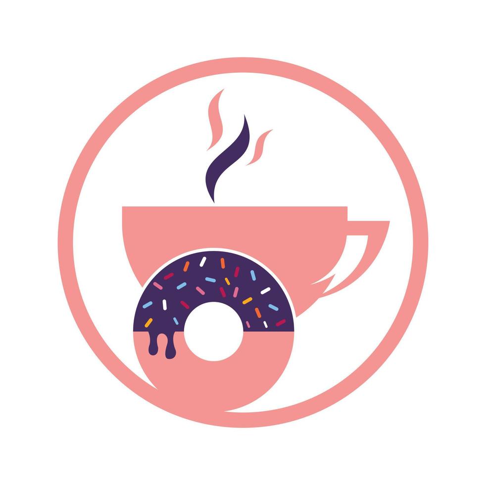 donut y vector de logotipo de café. diseño del logotipo de la tienda de donas.