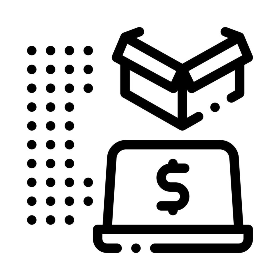 payments in laptop icon vector outline illustration