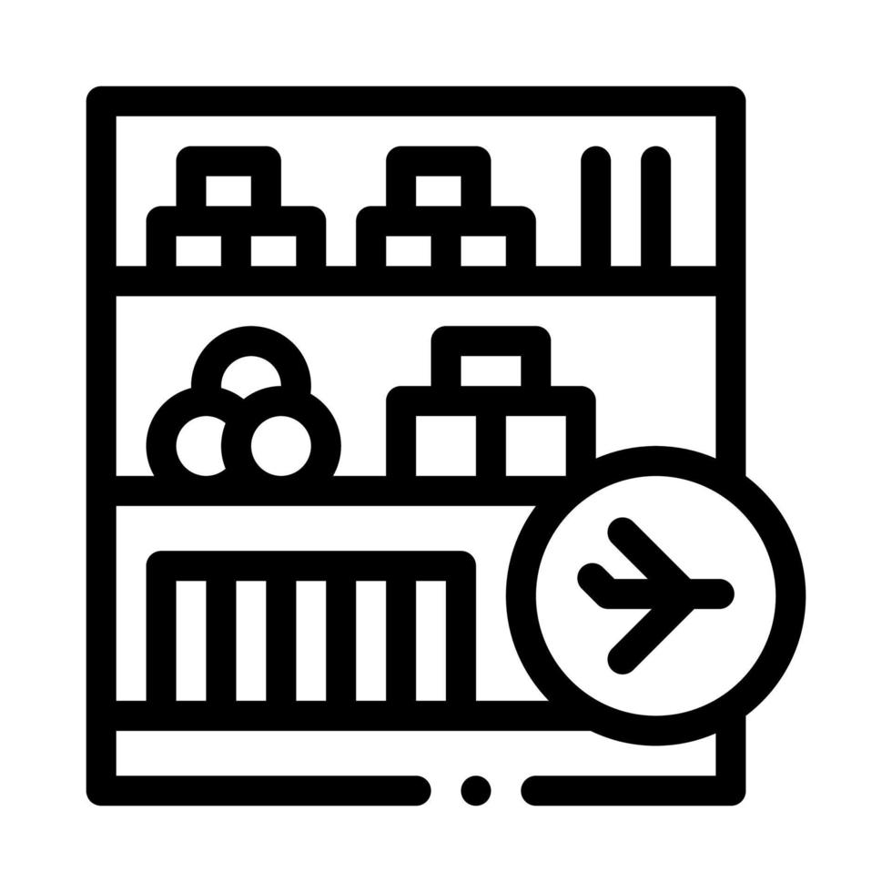 estante con mercancías en la ilustración de contorno de vector de icono libre de impuestos