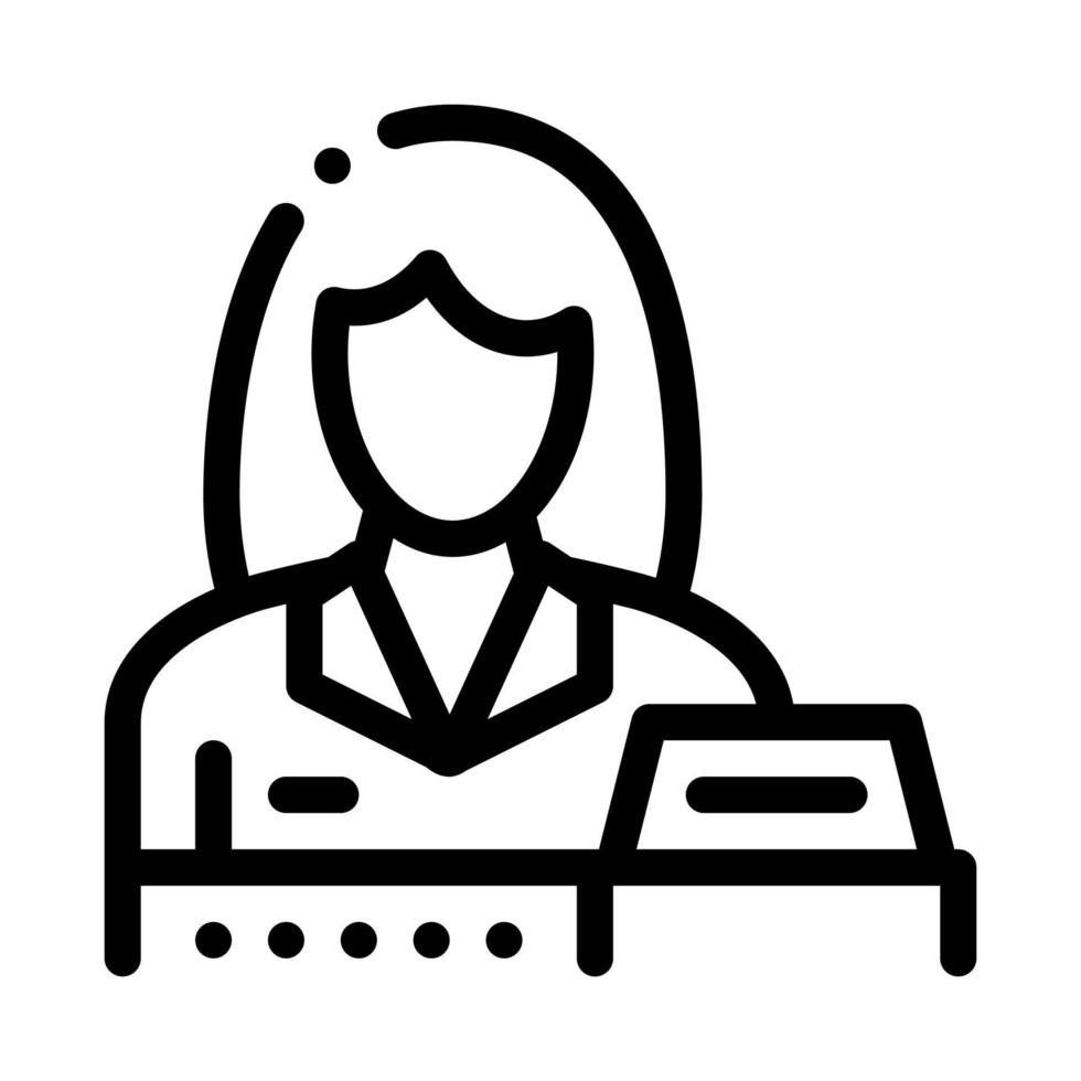 woman seller at checkout icon vector outline illustration