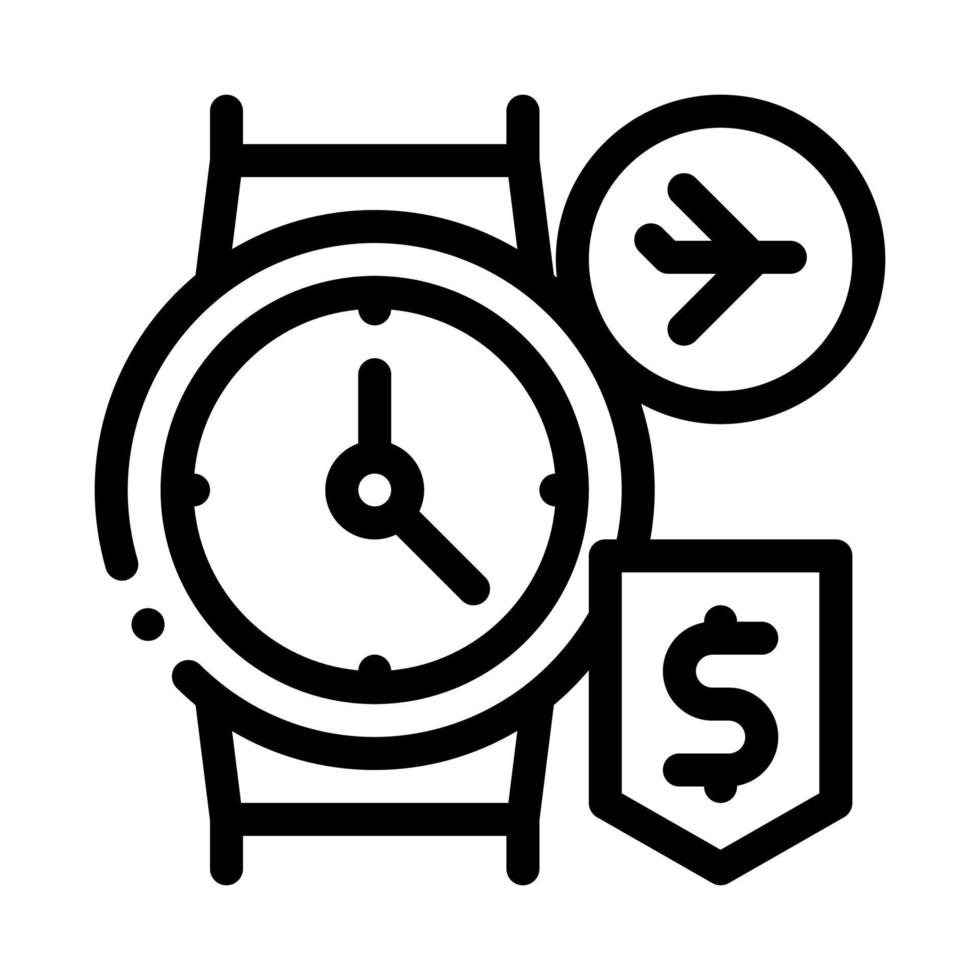 purchase cash wristwatch duty free icon vector outline illustration