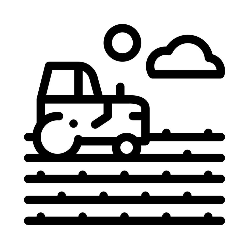 tractor on field icon vector outline illustration