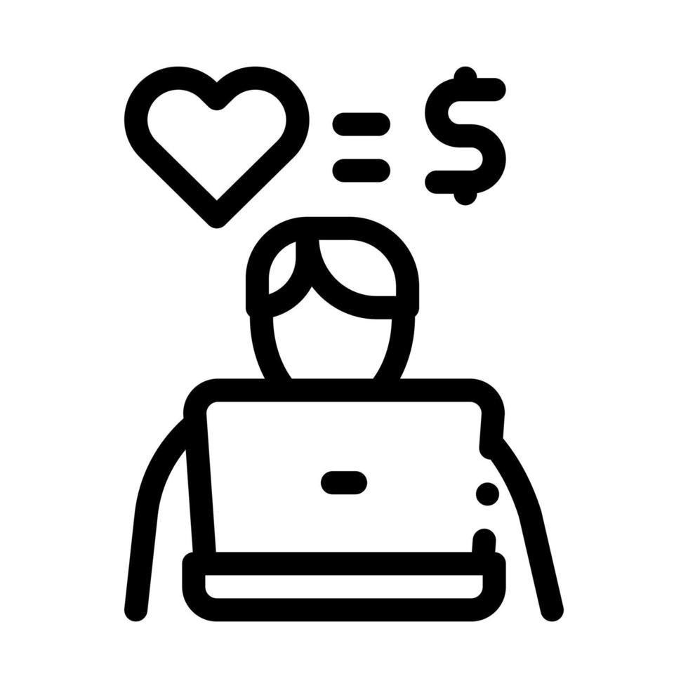 amor es igual a dinero icono de optimización de motor de búsqueda ilustración de contorno vectorial vector