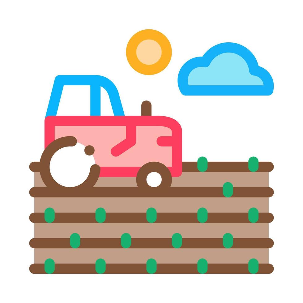 tractor on field icon vector outline illustration
