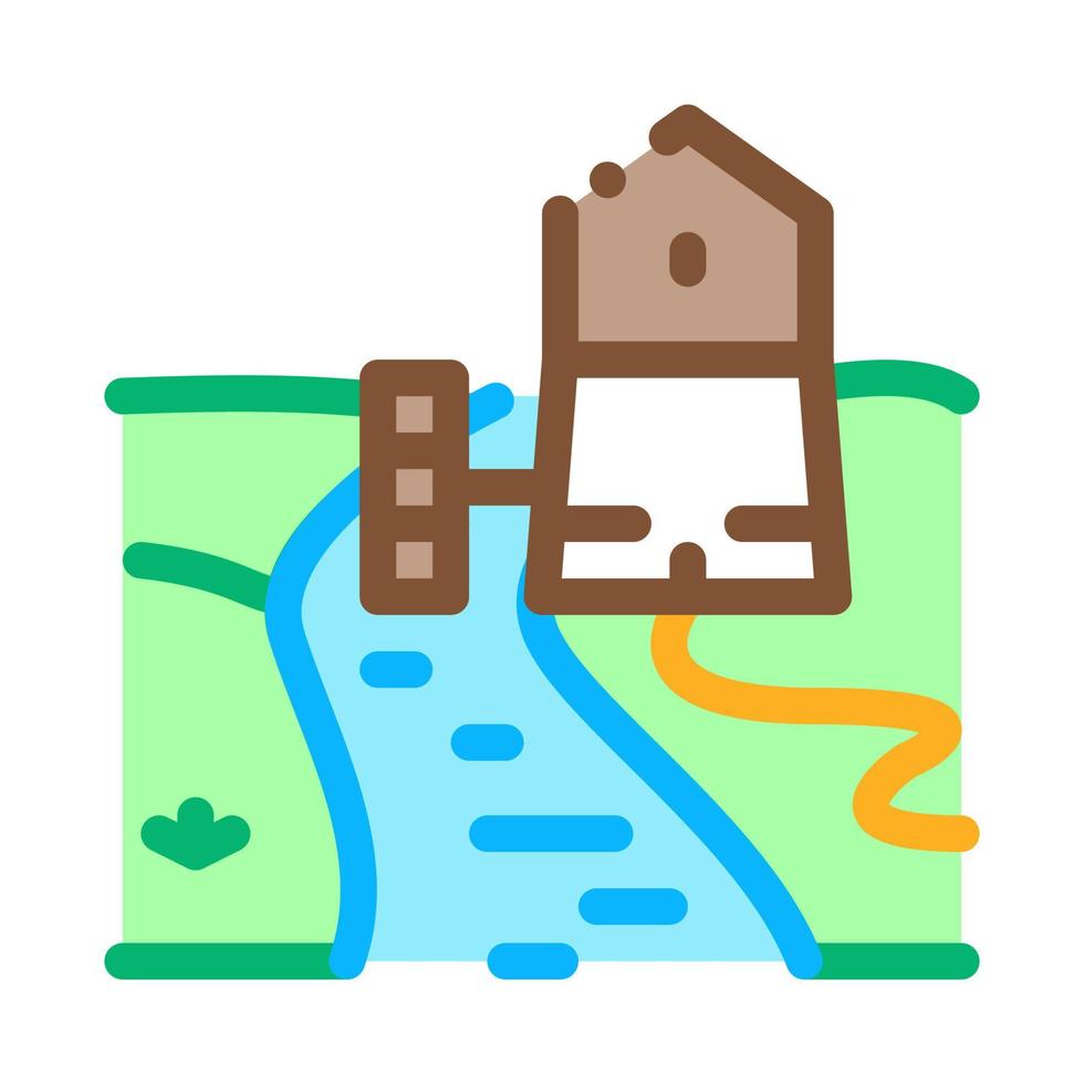 water mill icon vector outline illustration