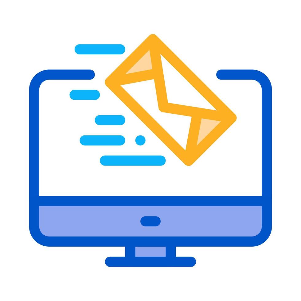 received letter to computer icon vector outline illustration