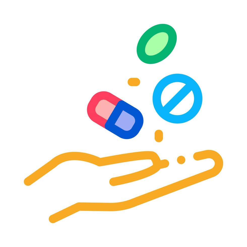 medical drugs in hand icon vector outline illustration