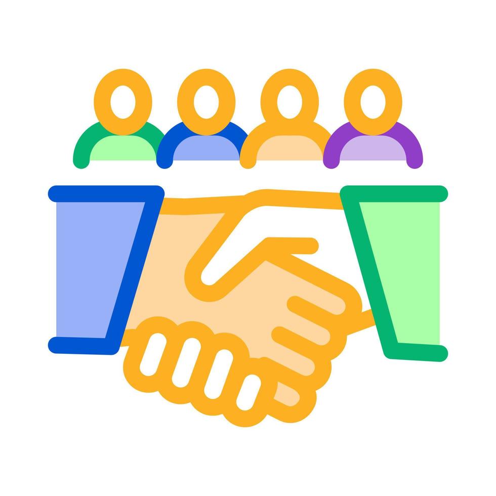 handshake on work contract icon vector outline illustration