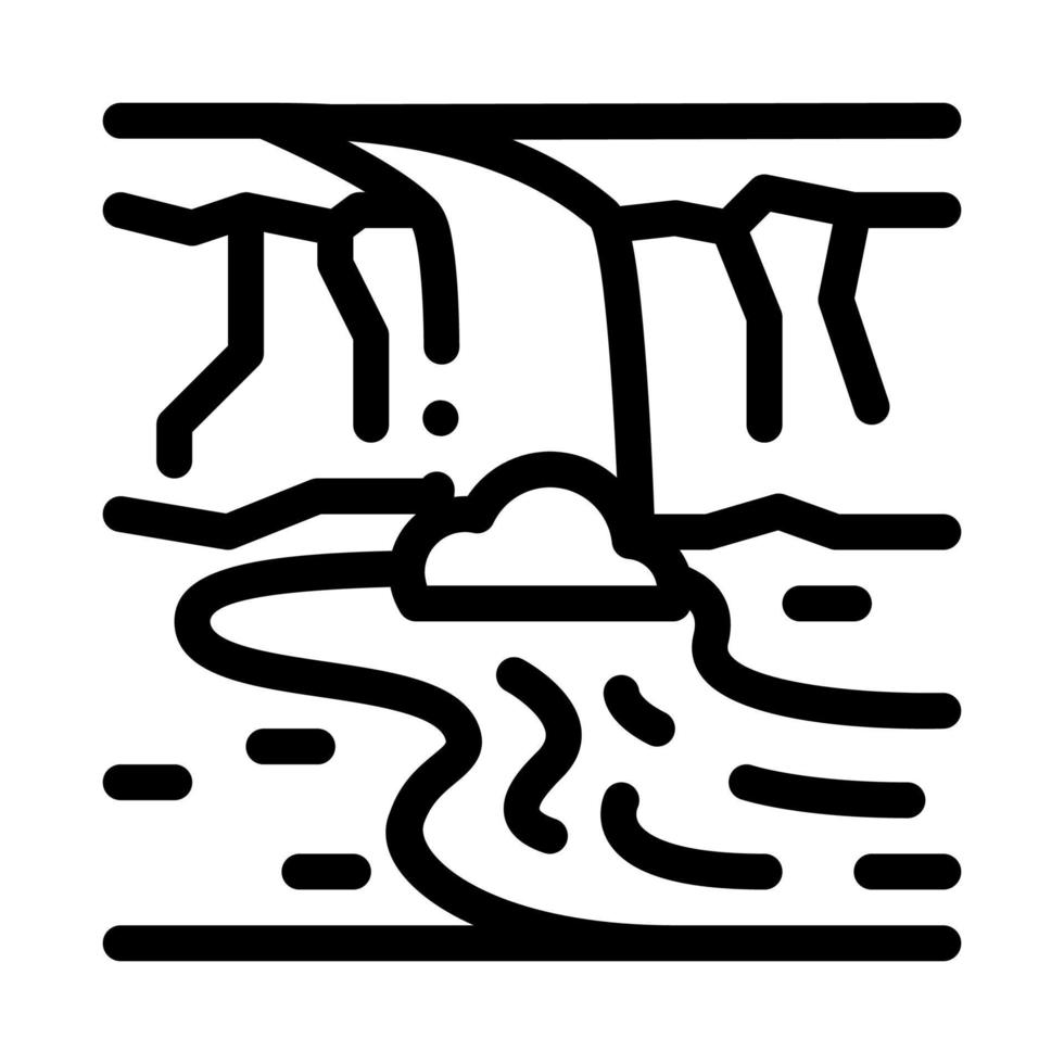 río entre montañas icono vector contorno ilustración