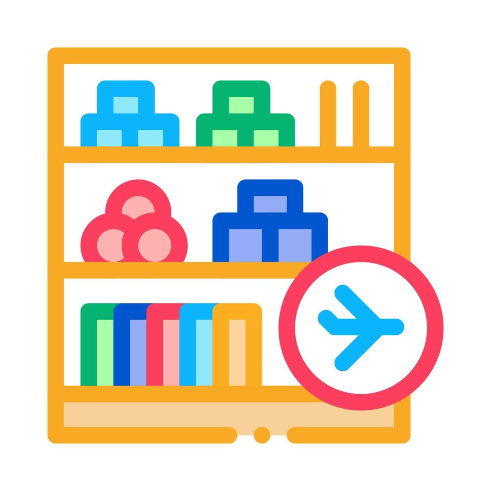 shelf with goods in duty free icon vector outline illustration