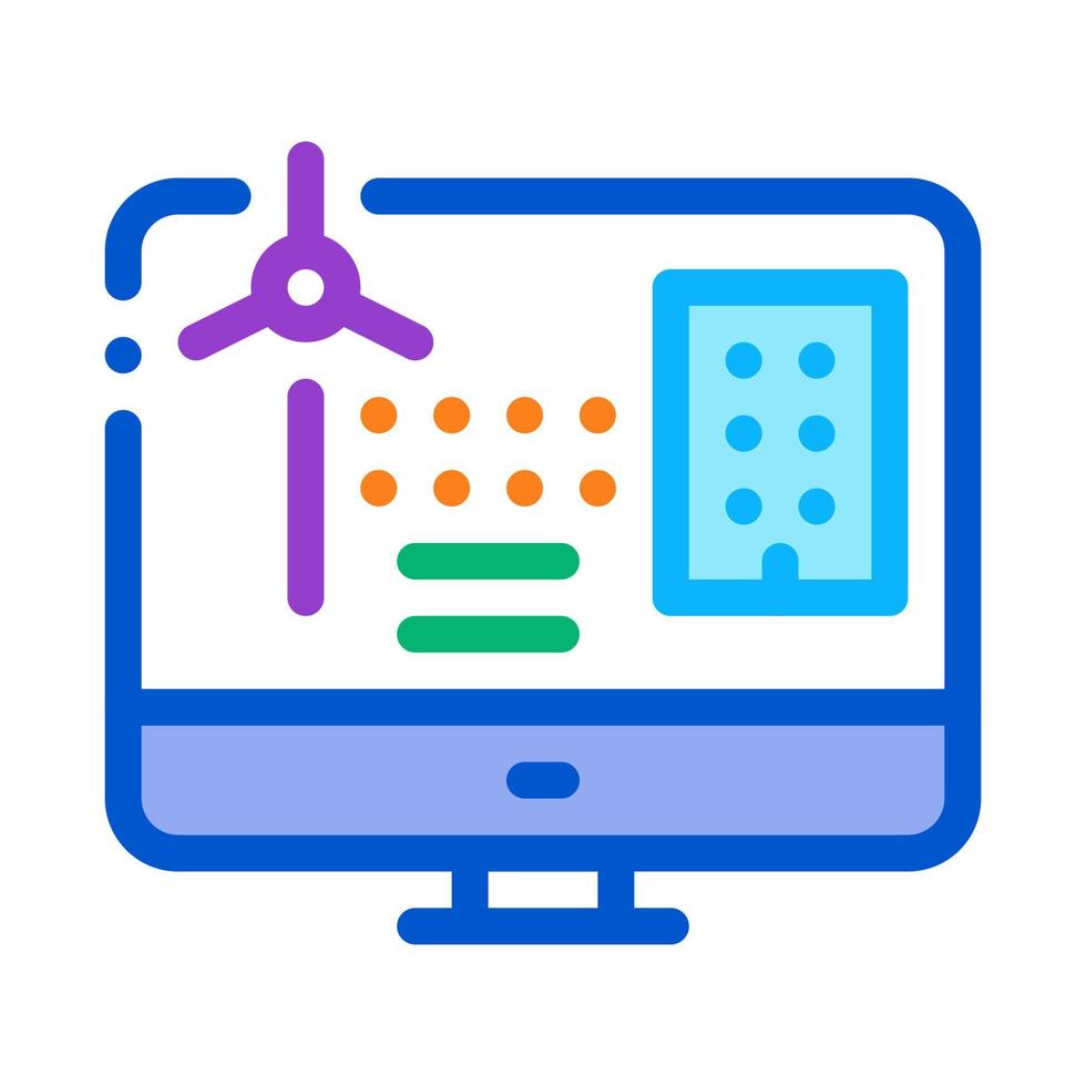 windmill computer control icon vector outline illustration