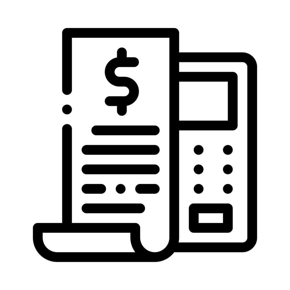 ilustración de contorno de vector de icono de dispositivo de efectivo de cheque