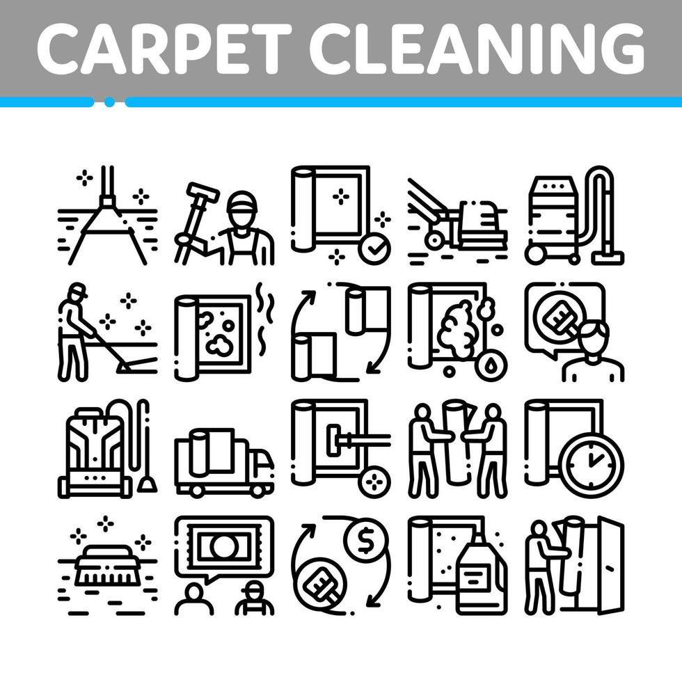 Carpet Cleaning Washing Service Icons Set Vector