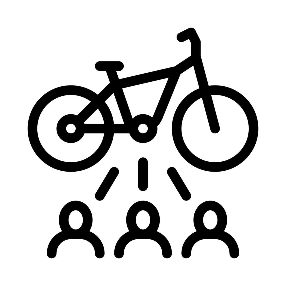 solicitantes de una ilustración de contorno de vector de icono de bicicleta