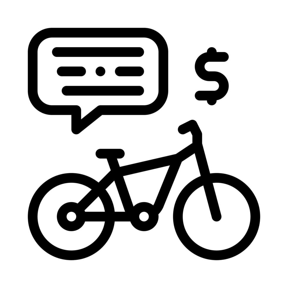 payment for using bicycle icon vector outline illustration