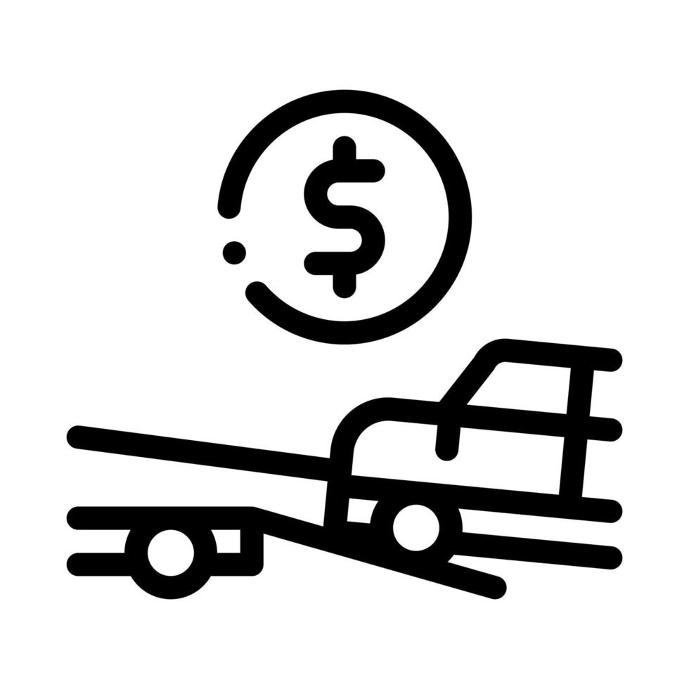 ilustración de contorno de vector de icono de moneda de coche de evacuación