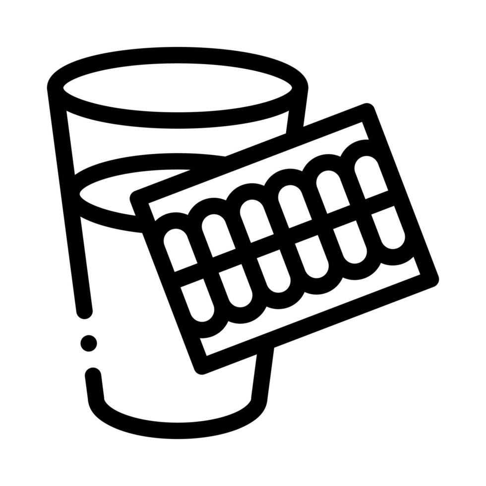 Pills Water Glass Icon Vector Outline Illustration
