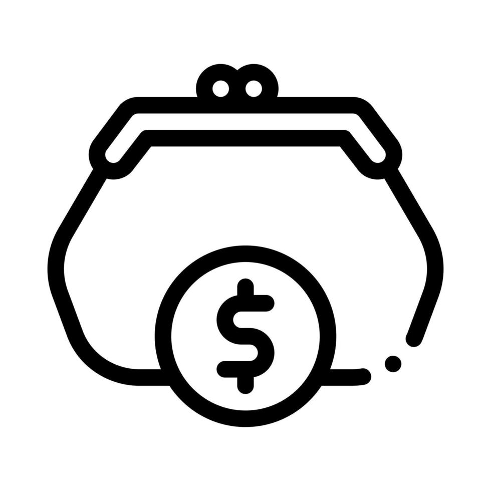 monedero moneda dinero icono vector contorno ilustración