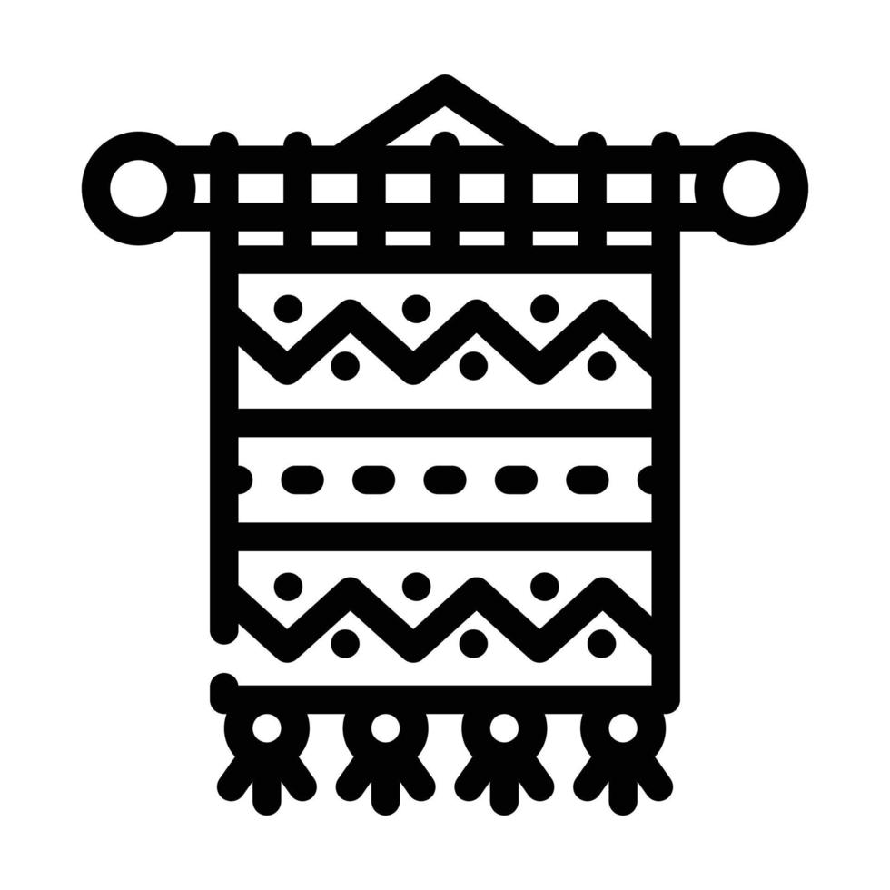 tejer alfombra línea icono vector ilustración