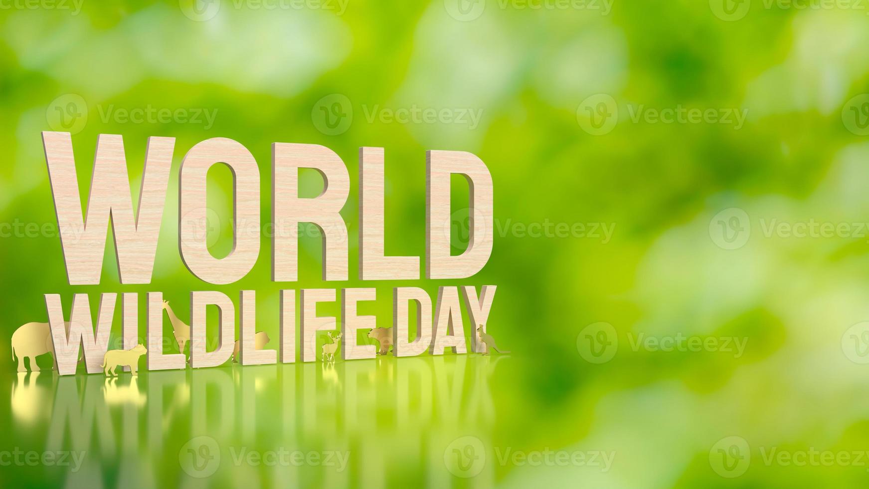 The animal and text for world wildlife day concept 3d rendering photo