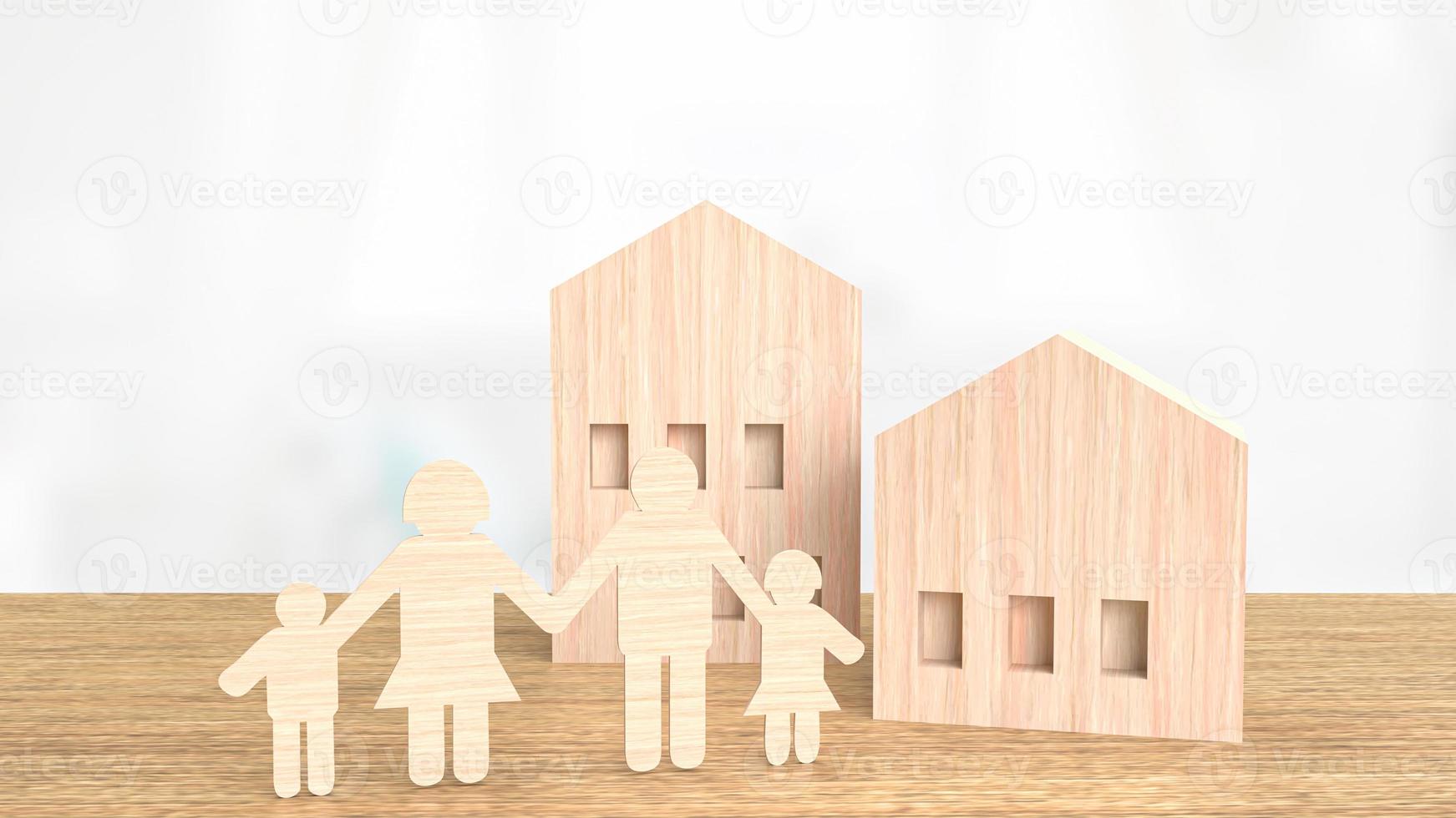 The home wood toy on table for property or real estate business 3d rendering. photo