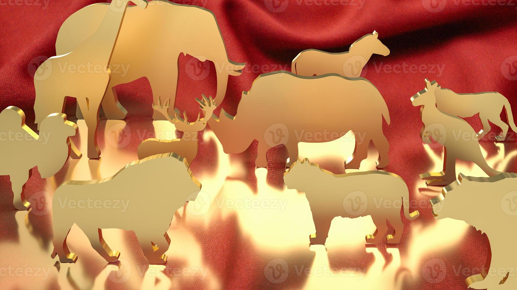 la placa de madera animal sobre fondo de seda roja renderizado 3d foto