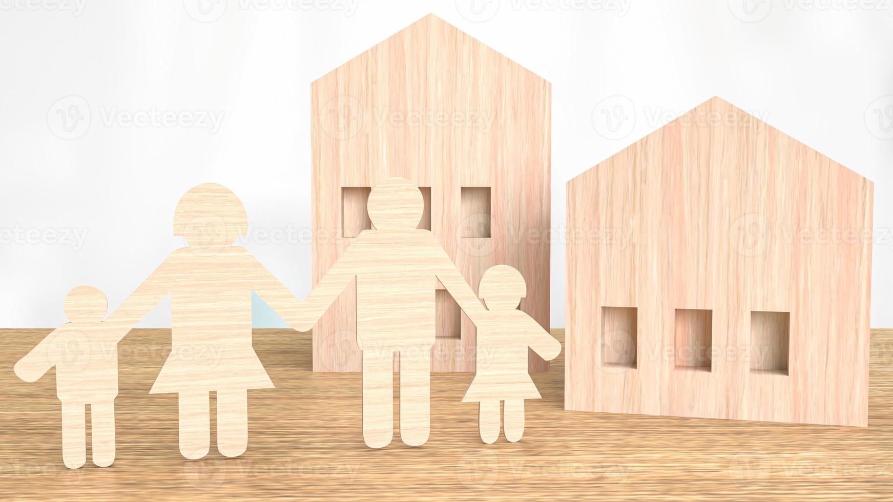 The home wood toy on table for property or real estate business 3d rendering. photo