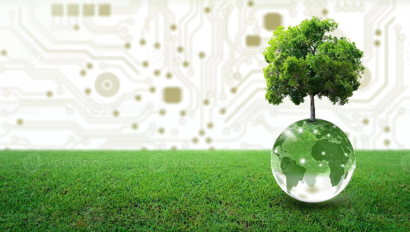 Green Computing, Green Technology, Green IT, csr, and IT ethics Concept. photo