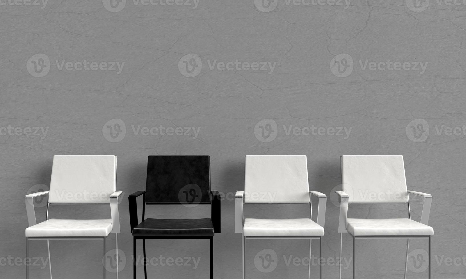 chair white different black color symbol hr human resource choice join our hiring team work job career occupation recruitment sign opportunity employee labor staff interview vacancy success.3d render photo