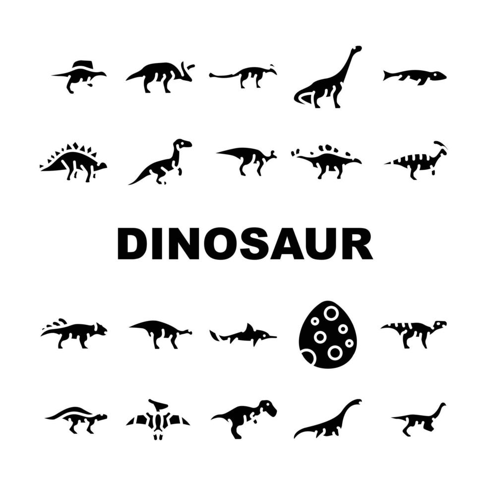 conjunto de iconos de colección de animales salvajes de dinosaurios vector