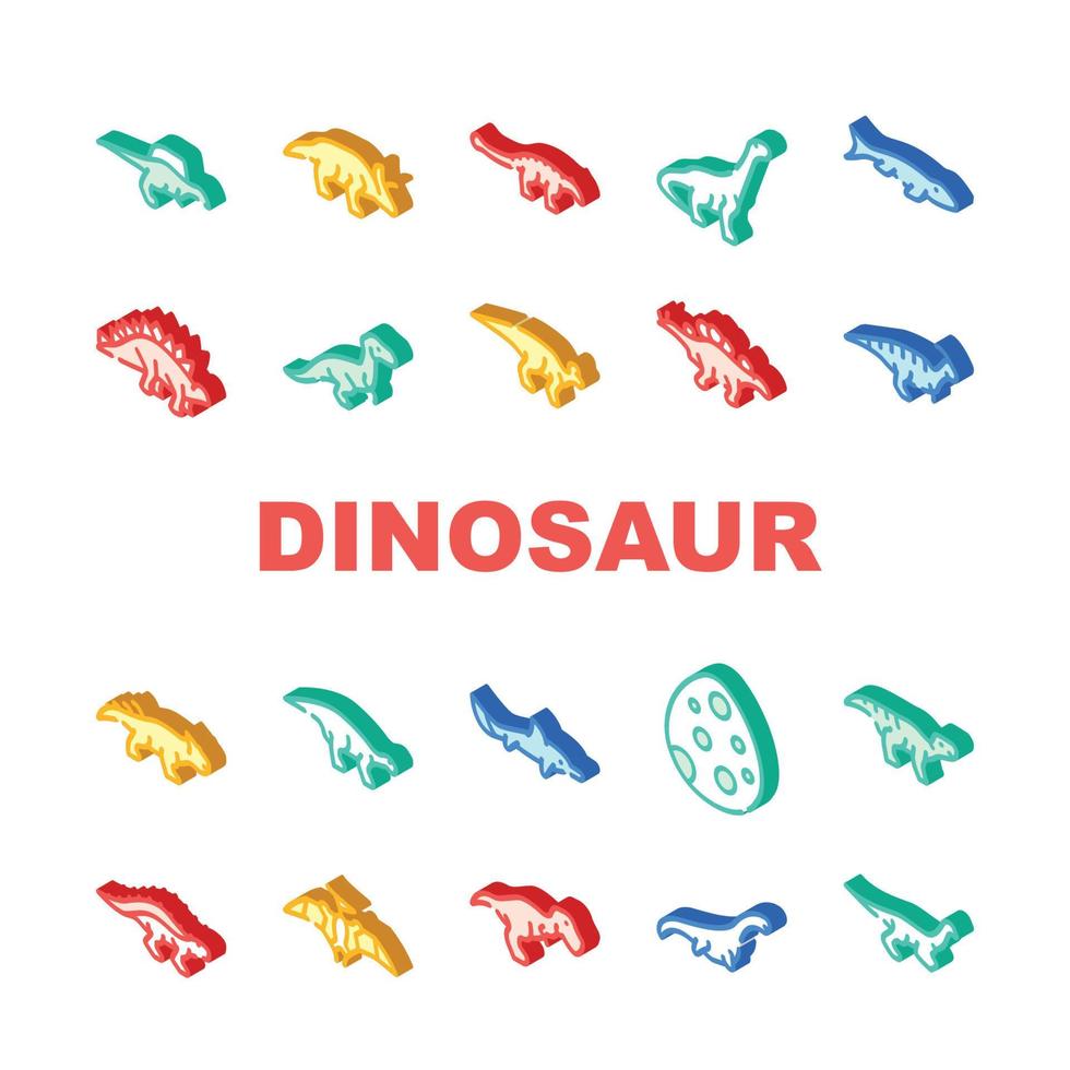 Dinosaur Wild Animal Collection Icons Set Vector