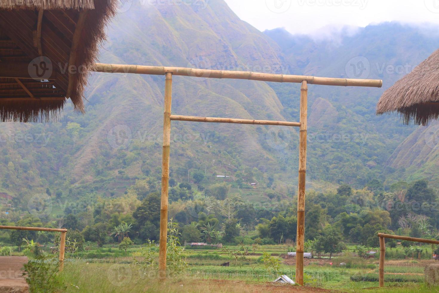 View of the Sembalun village of Lombok, Mount Rinjani, the hills of Sembalun Lombok photo