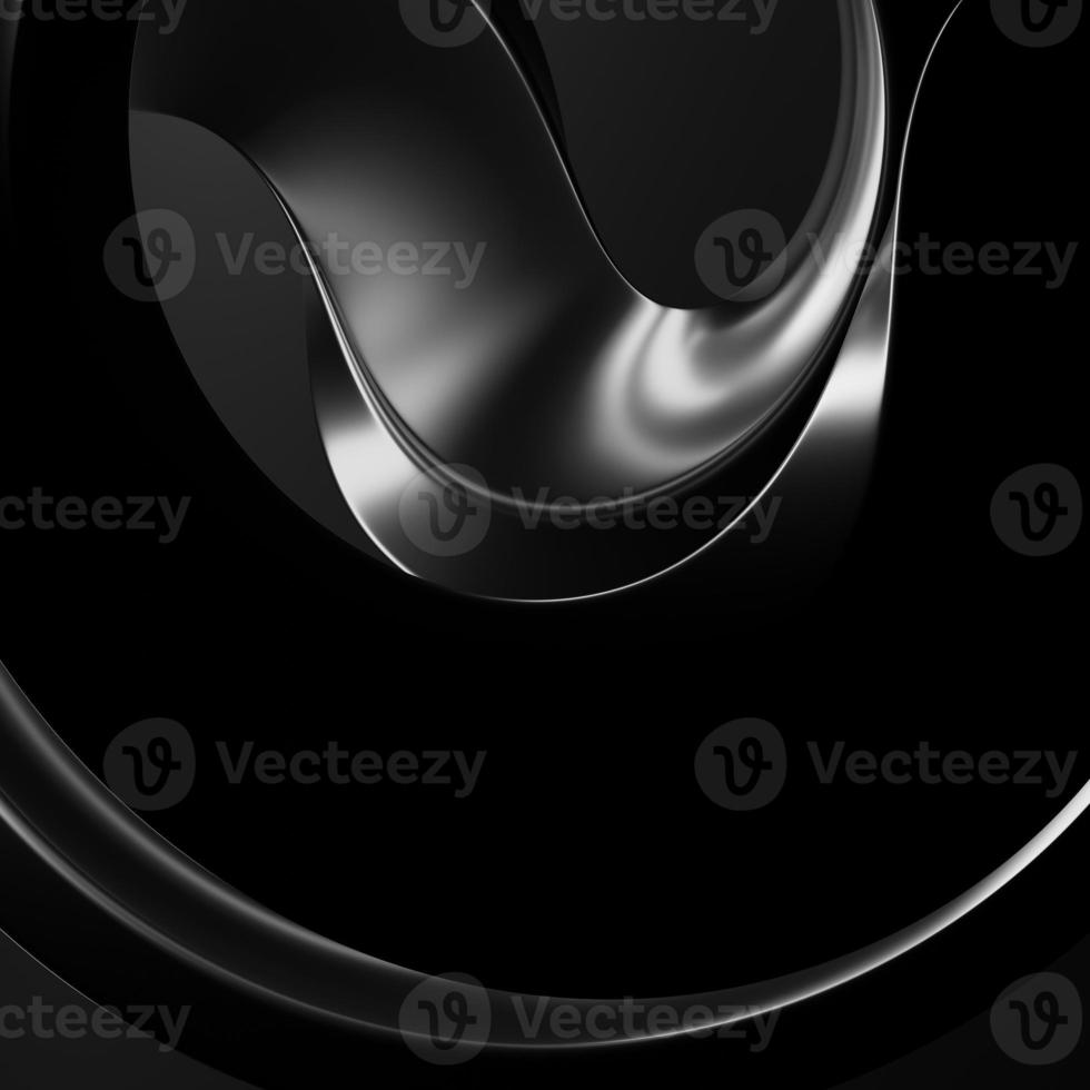 3D rendering Abstract geometry dynamic object with dark background. photo