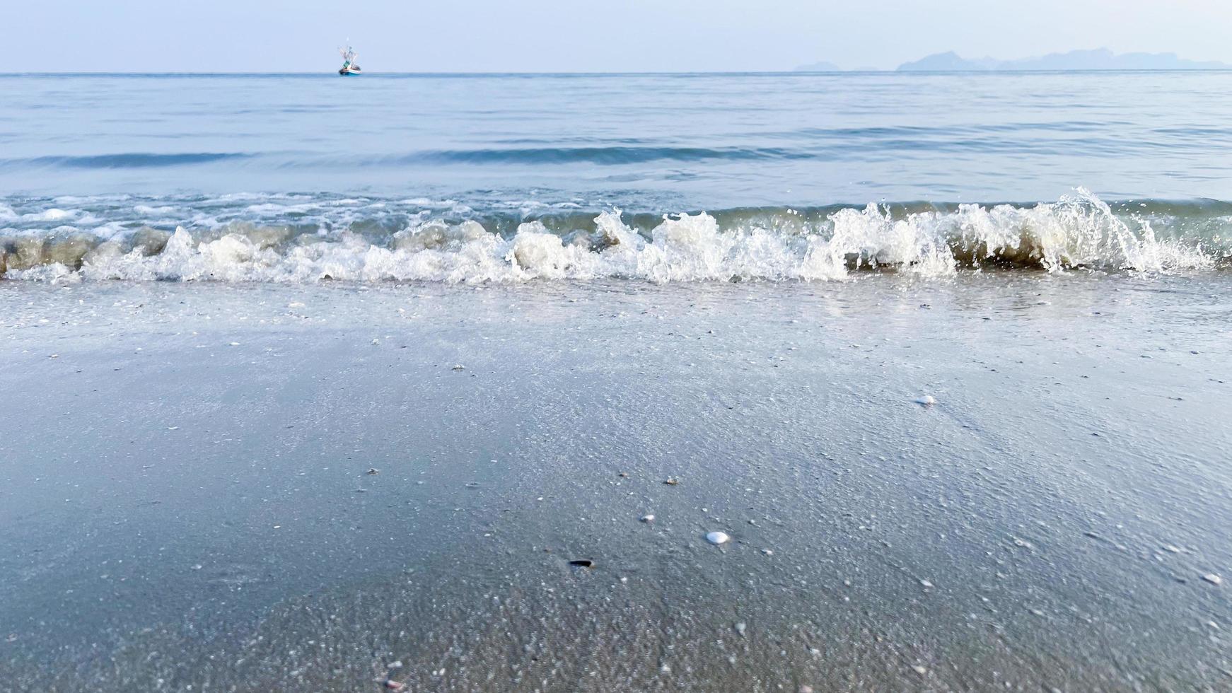 A view of the sea with wave on the beach photo