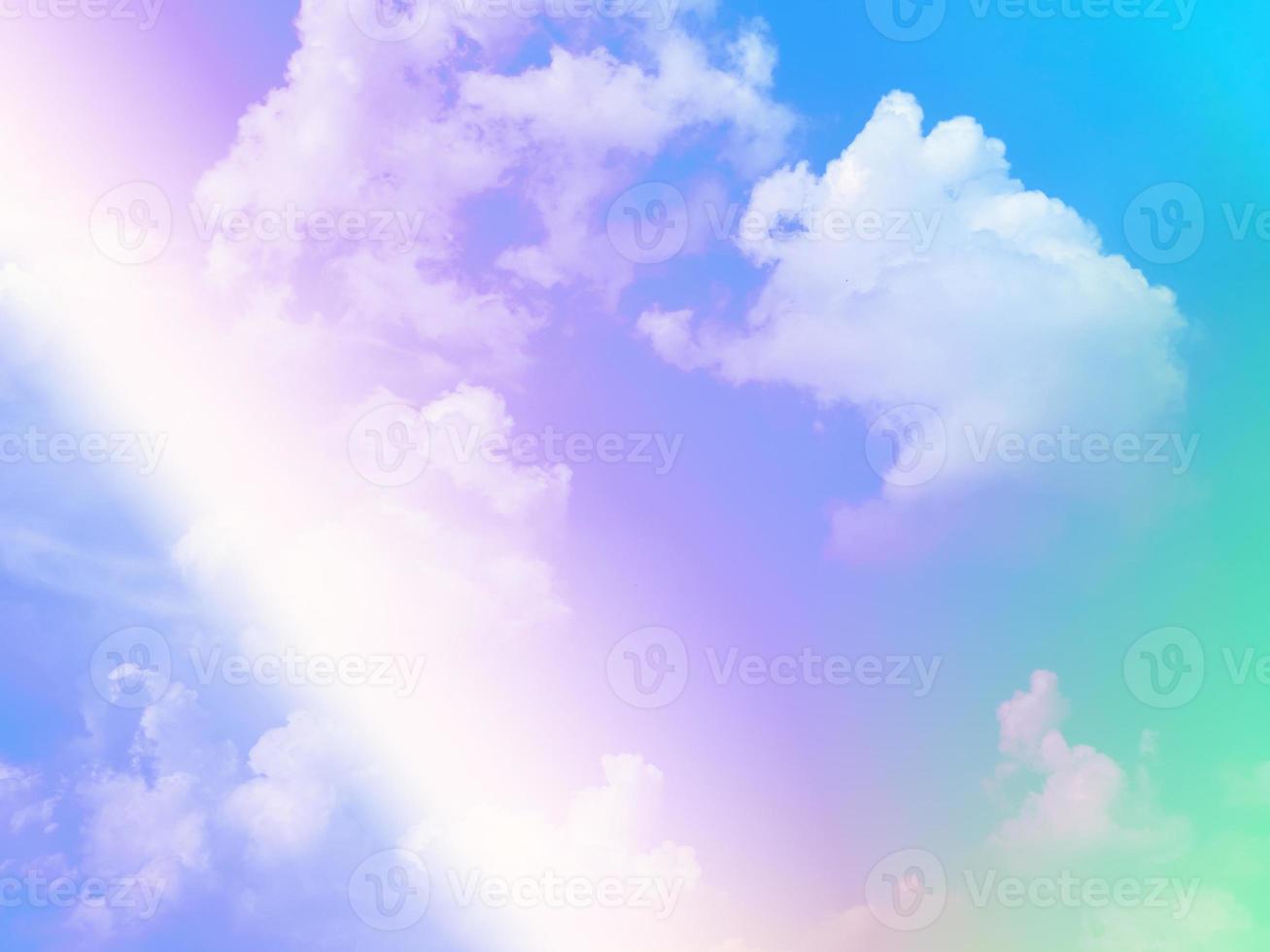 beauty sweet pastel green violet  colorful with fluffy clouds on sky. multi color rainbow image. abstract fantasy growing light photo