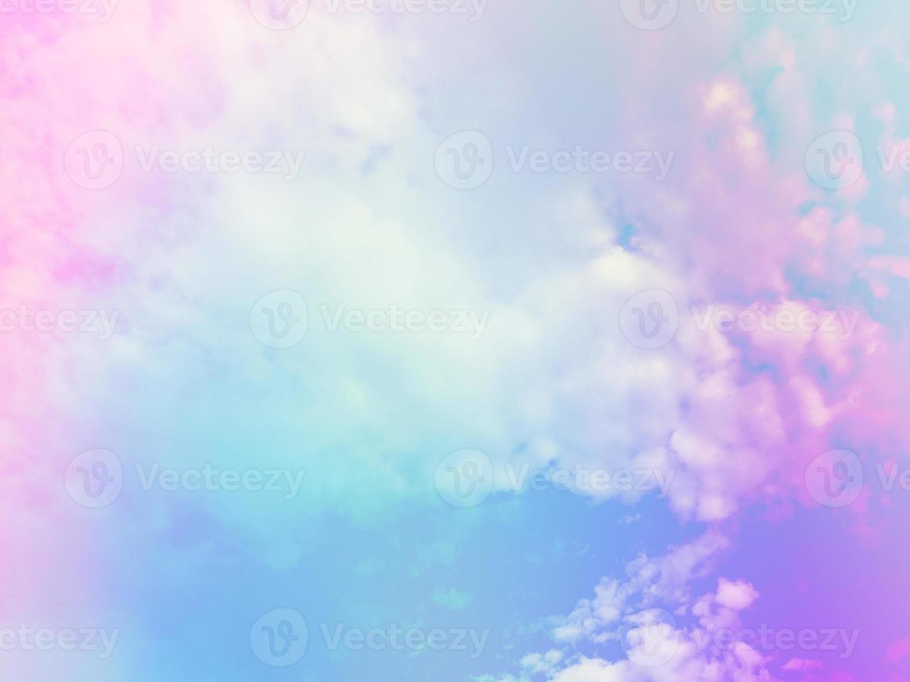 beauty sweet pastel blue purple  colorful with fluffy clouds on sky. multi color rainbow image. abstract fantasy growing light photo