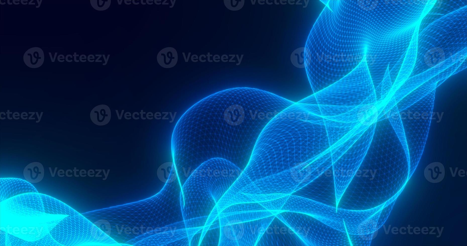 Abstract blue glowing with bright fire energy magic waves from lines on a dark background. Abstract background photo