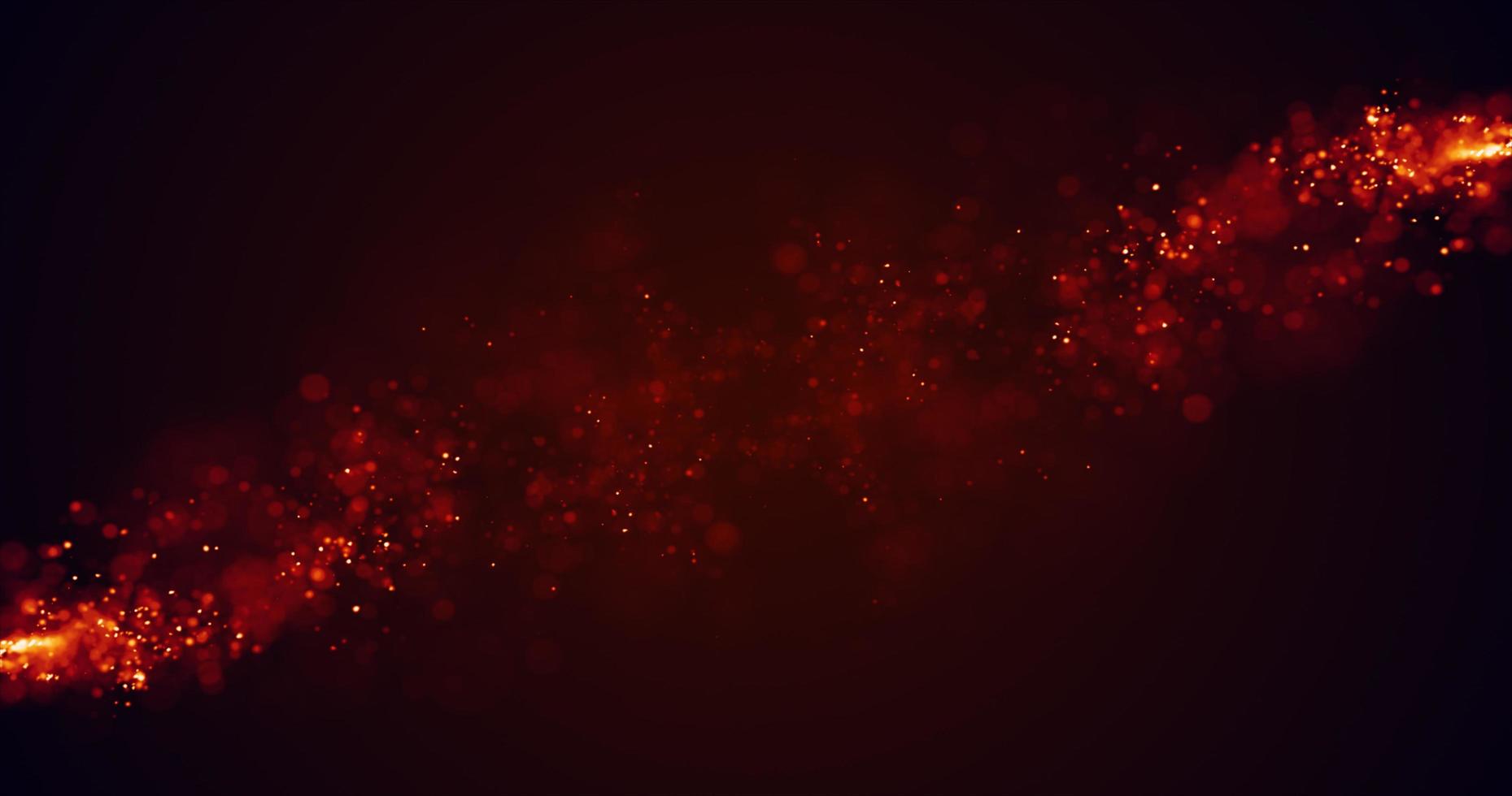 Abstract orange fiery lines with energy magic sparks from particles, abstract background photo