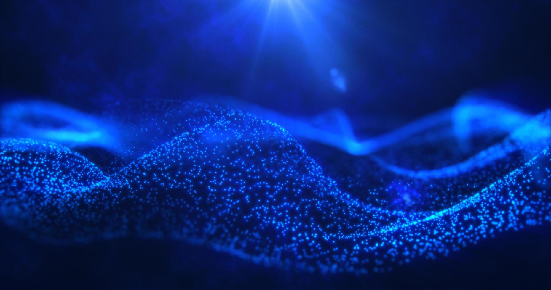 Abstract waves from particles and dots of energetic magic with the effect of glow and blur, abstract background photo