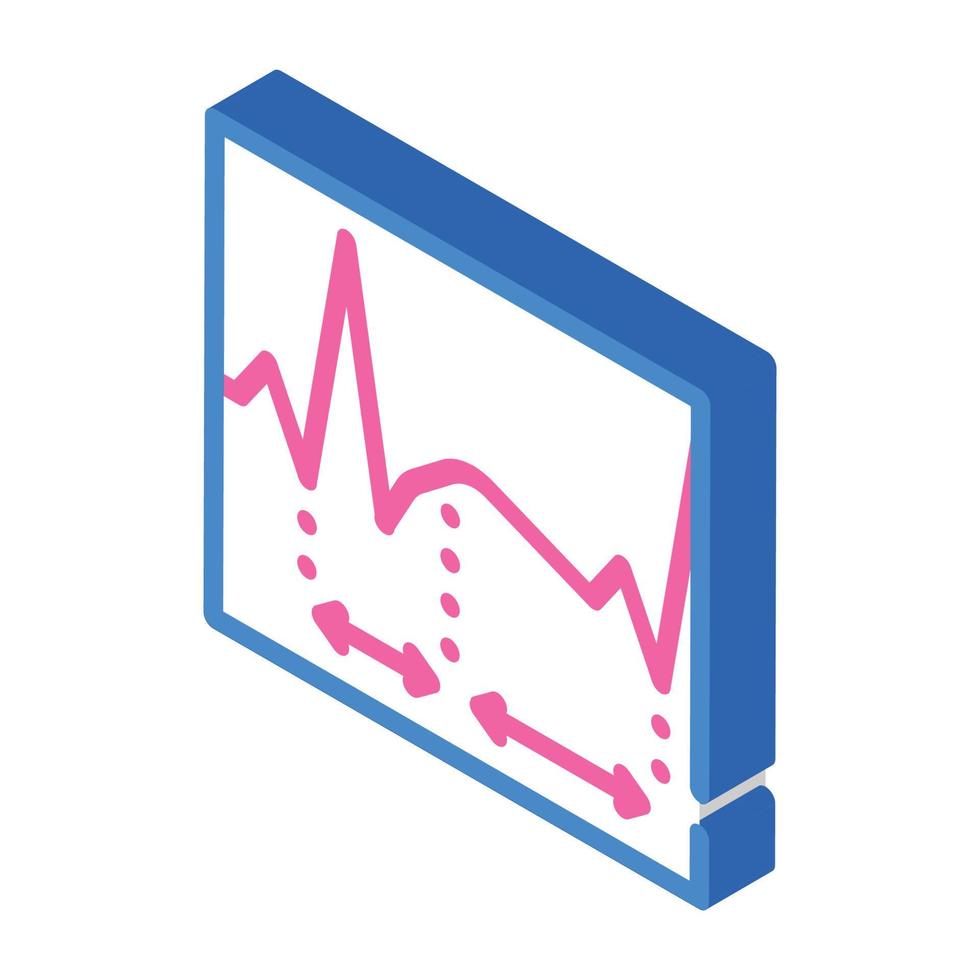 diastole, analysis of sistal and cardiogram isometric icon vector illustration
