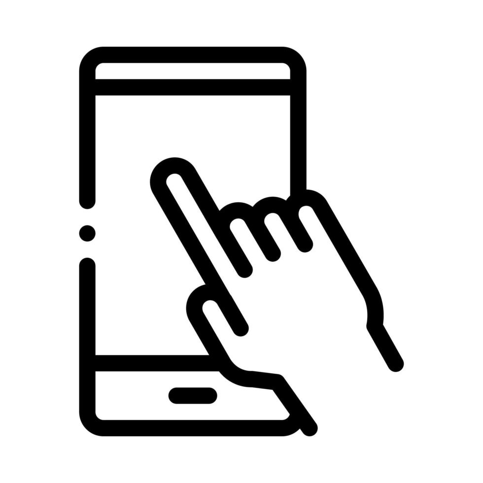 Hand Push Phone Icon Vector Outline Illustration