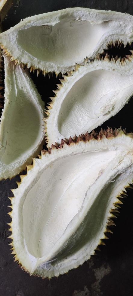 Portrait of zibethinus durian skin or commonly known as durian fruit. This fruit is often referred to as the king of fruit because it has a very delicious taste photo