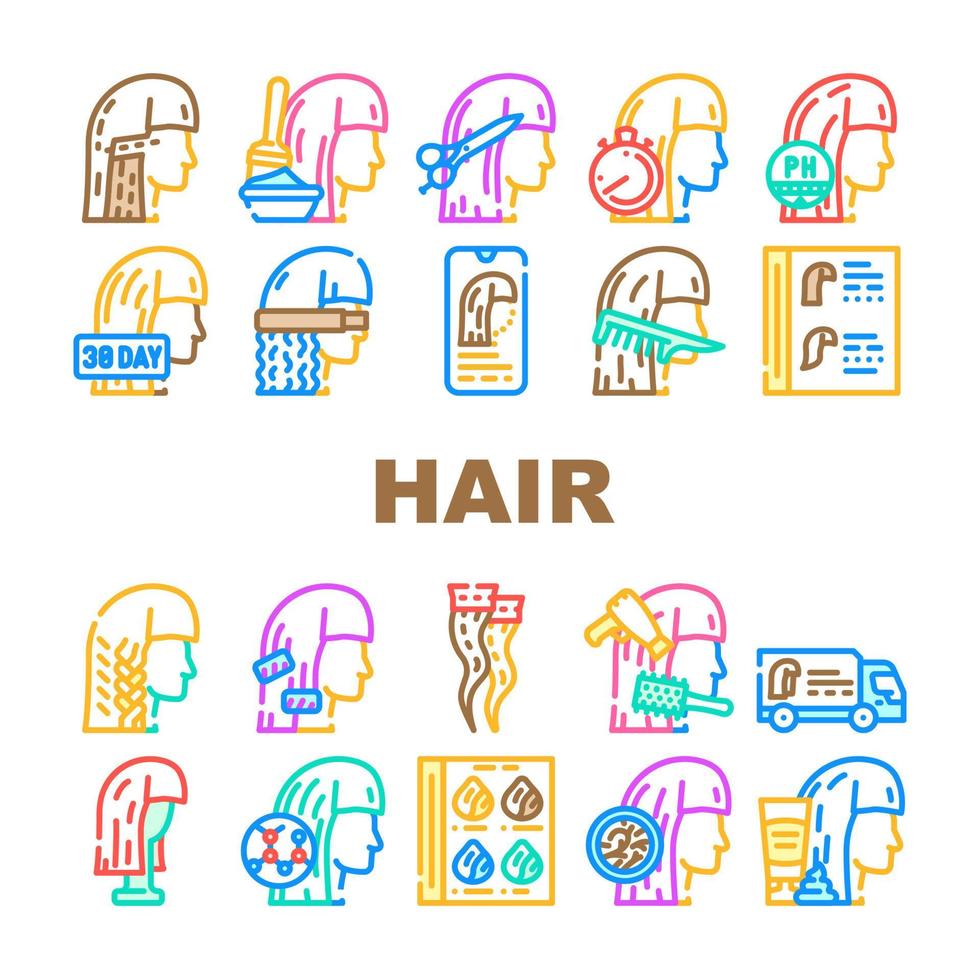 Hair Salon Hairstyle Service Icons Set Vector