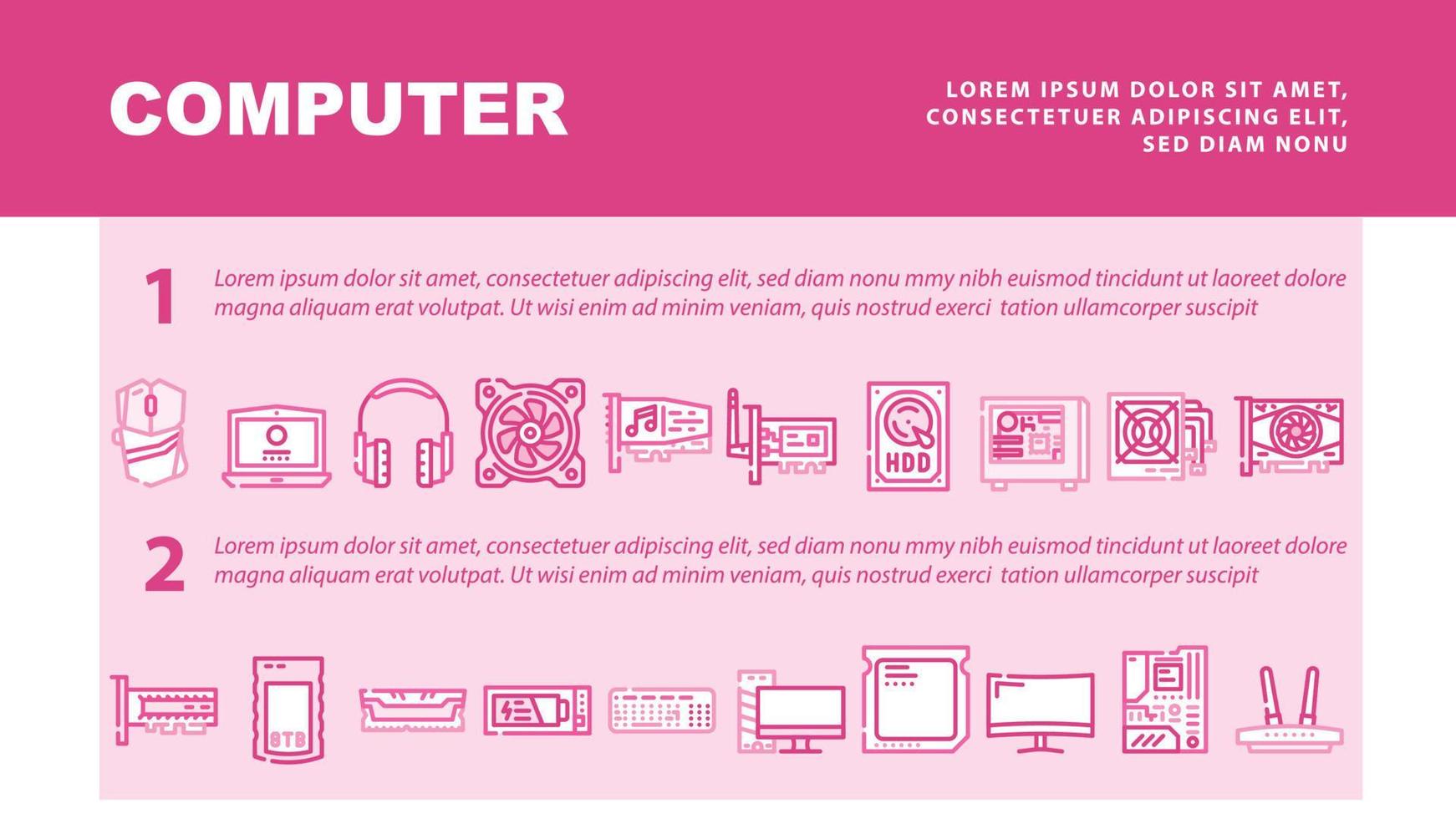 Computer Accessories And Parts Landing Header Vector