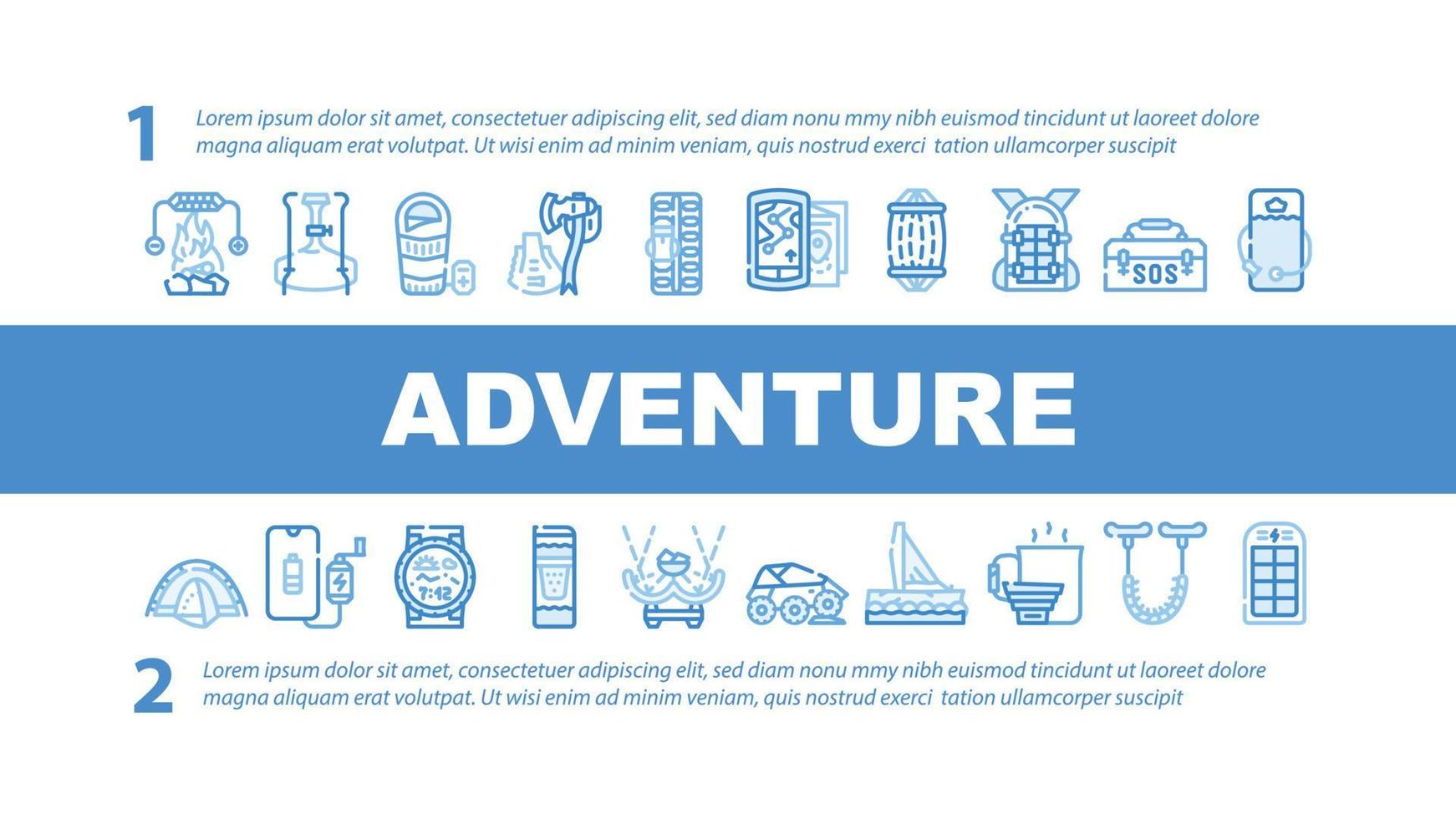 Adventure Equipment Landing Header Vector