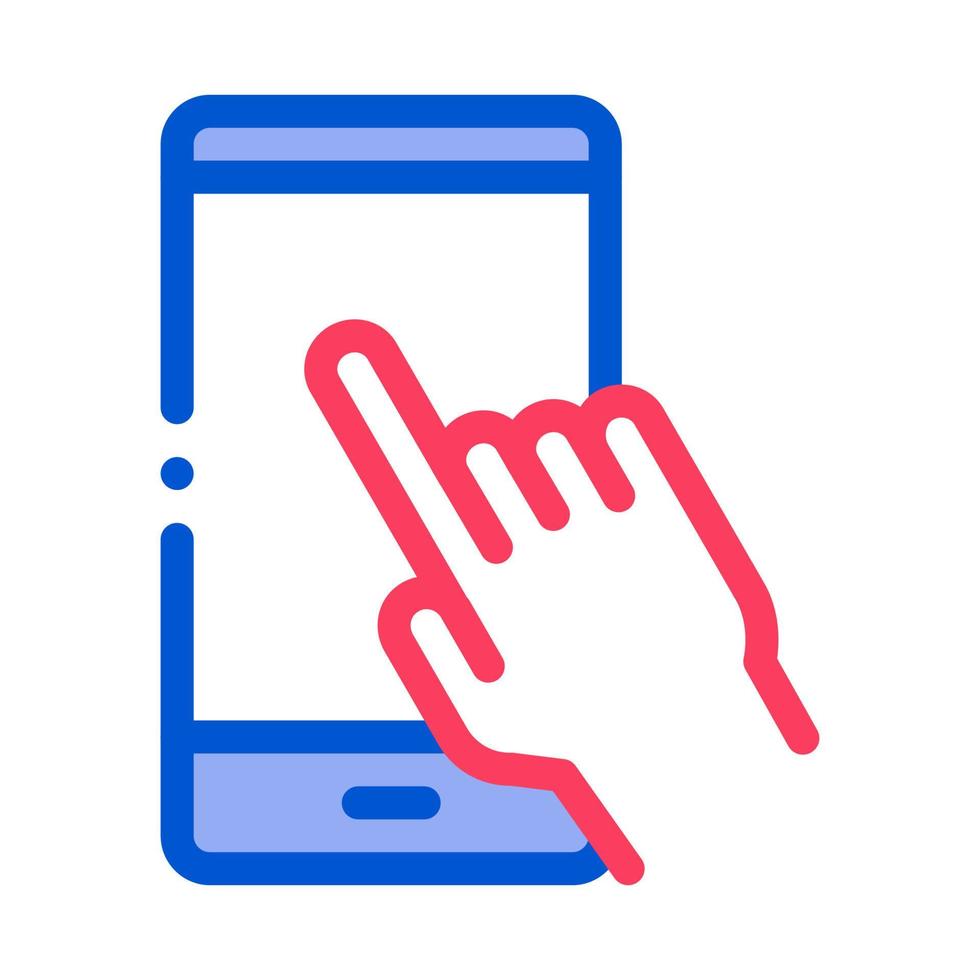 Hand Push Phone Icon Vector Outline Illustration