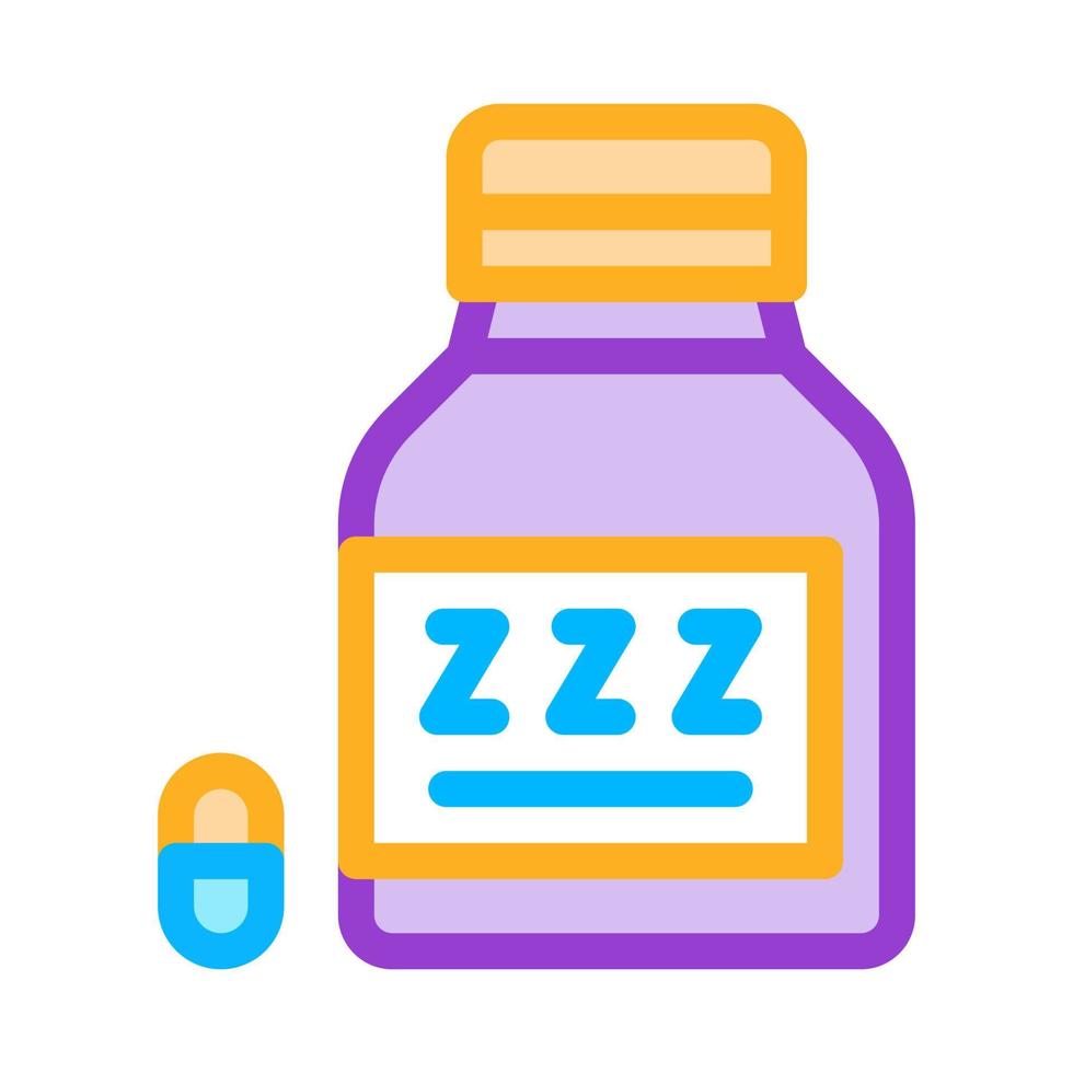 ilustración de esquema de icono de píldoras de insomnio de botella vector